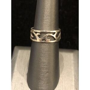 Sterling Silver Tidal Wave 7mm Wide Band Ring Sz 6.75 925